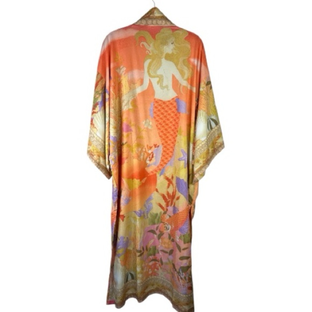 For Love Bell Mermaid Kimono Robe Small Coral Boho Maxi Cover Up - Picture 11 of 15